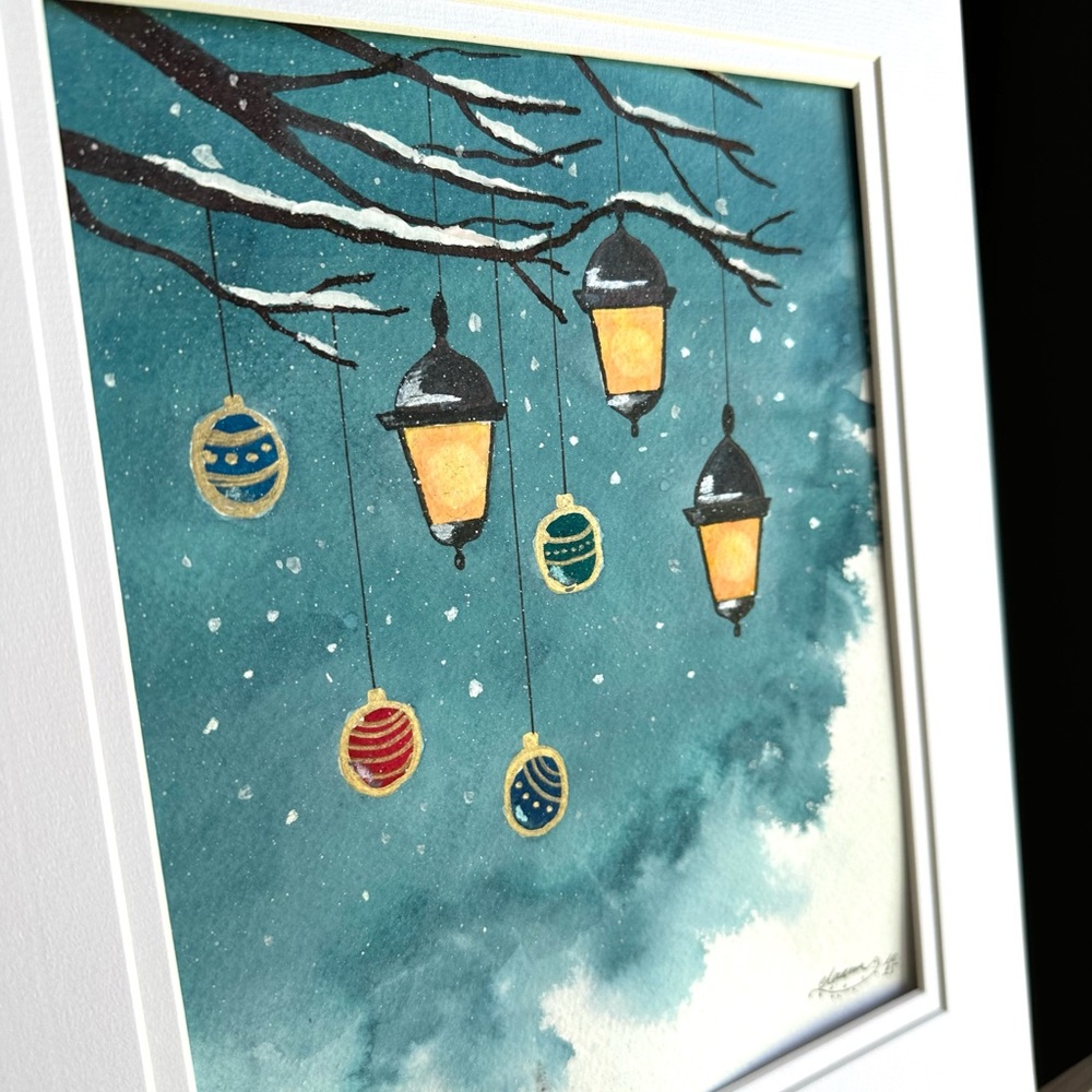 🎉SALE! Hand-Made New Watercolor Art Lanters in Snow - Picture 5 of 7